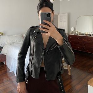 ZARA trf Genuine Leather Moto Biker Jacket